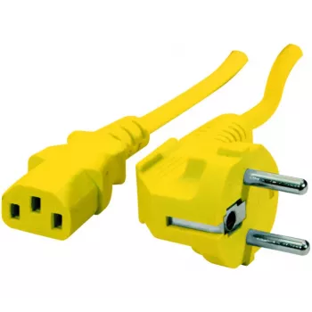 Exertis Connect Gewinkeltes Schuko-auf-IEC-C13-Netzkabel, Gelb, 1,8 m 808015