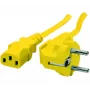 Exertis Connect Gewinkeltes Schuko-auf-IEC-C13-Netzkabel, Gelb, 1,8 m 808015
