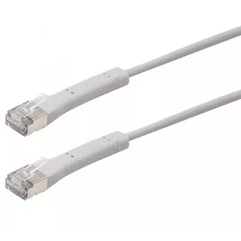 Exertis Connect RJ45 Patchkabel, Cat. 6A, F/FTP, gewinkelt, halogenfrei, grau, 0,3 m (854306)