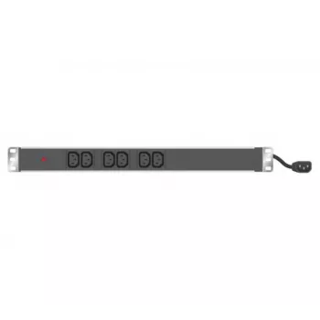 EXERTIS CONNECT 19 inch 1U 6-fach C13 PDU, Aluminiumgehäuse, 2,5m Schuko-Kabel, RAL 9005 Schwarz (808900)