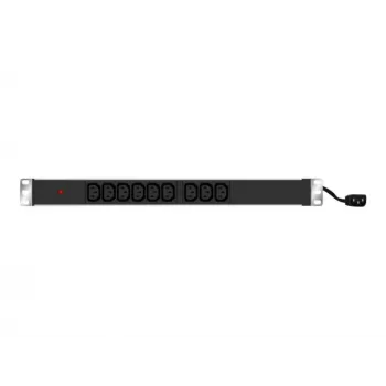 EXERTIS CONNECT 19 inch 1U 9-fach IEC C13 PDU, Aluminiumgehäuse, 2,5 m Kabel, Schwarz 808901