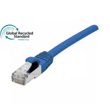 EXERTIS CONNECT Cat. 6A S/FTP Patchkabel, TPE, halogenfrei, GRS-zertifiziert, Rastnasenschutz, Blau, 0,15 m 854509