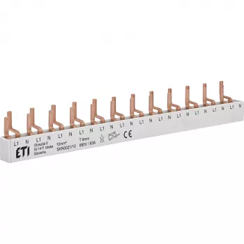 ETI 002921150 Isolierte Stift-Sammelschiene SKN0021/10 für ETIMAT 1N, KZS 1M, 1-polig, 10 Module, 63 A