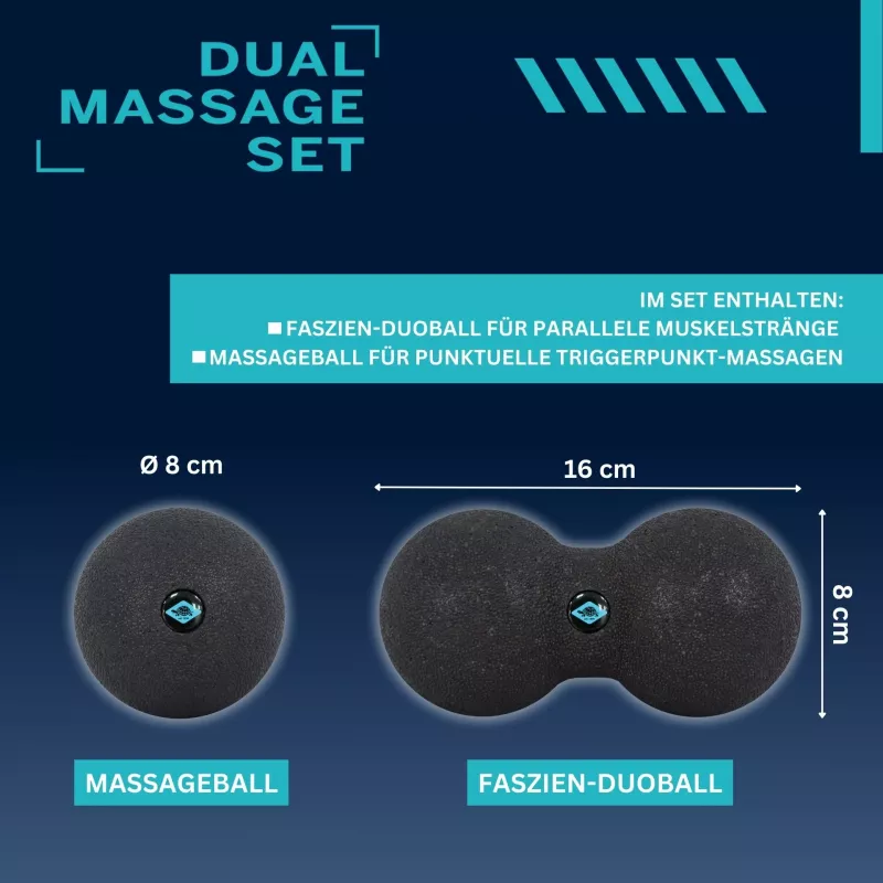 SCHILDKRÖT Dual Massage Set, 2-teilig: 1 Peanut Ball (ca. 80 x 160 mm), 1 Massage Ball - 1 Stück (960134)