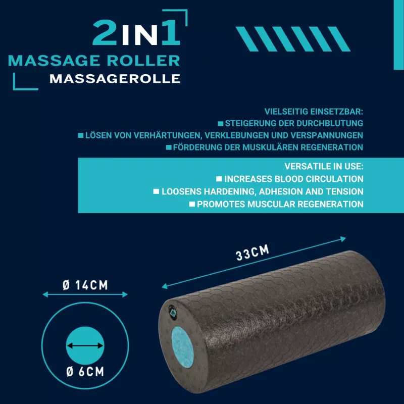 SCHILDKROT 2-in-1 Massage-Roller-Set Schwarz/Blau EPP-Schaumstoff 960237