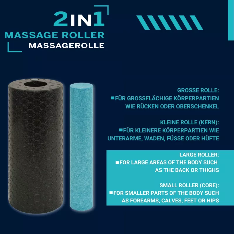 SCHILDKROT 2-in-1 Massage-Roller-Set Schwarz/Blau EPP-Schaumstoff 960237