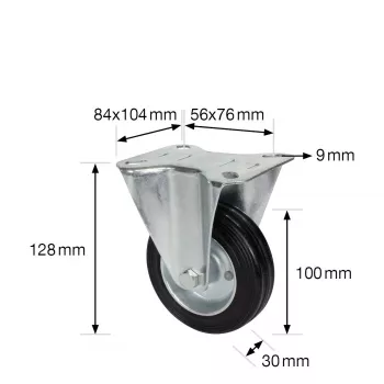 Wagner design yourself Bockrolle RO 8104, 100 mm Rad, silbernes Gehäuse, schwarzes PP-Rad, 100 kg Traglast 4810401