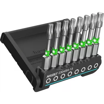 HAZET 2304SH-13 8-teiliges Innen-TORX-Bit-Set 1/4 Zoll Antrieb T10-T45, 25 mm, Spezialstahl, phosphatiert