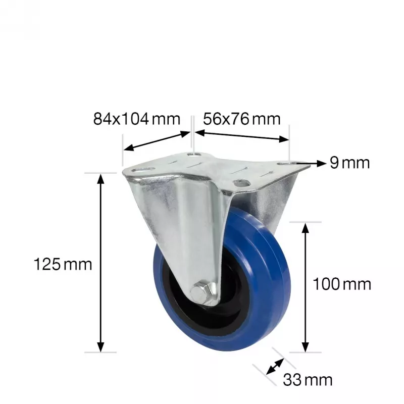 Wagner design yourself Bockrolle RO 8700, 75 mm, blau/graue Lauffläche, 50 kg Traglast, Plattenmontage 4870001