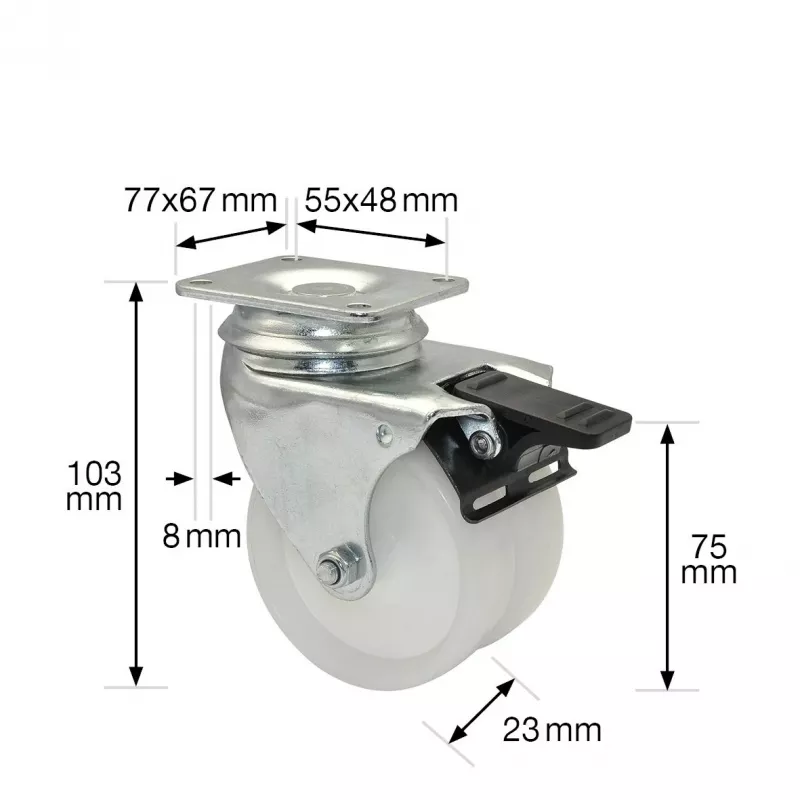 Wagner design yourself ECO RO 3277 Doppelrollen-Lenkrolle 32 mm Weiß/Grau (3327701)