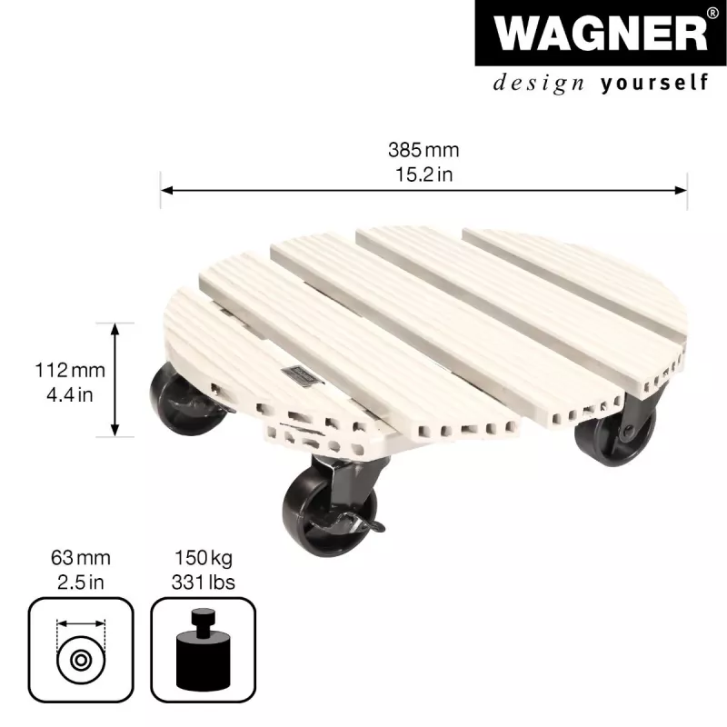 WAGNER design yourself Pflanzenroller GH0557, Kunststoff, rund, hellgrau, Ø 38,5 cm, 1 Stk. (20055701)