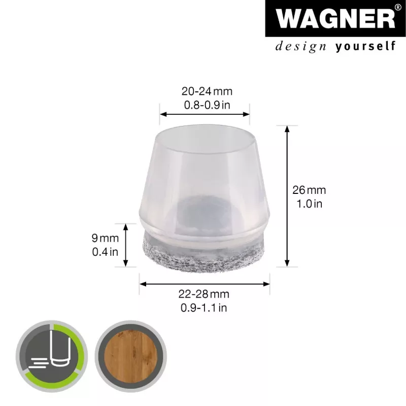 Wagner design yourself EH 0564 Stuhlbeinkappen Kunststoff Ø 2,2-2,8 cm 4 Stk. (15056499)
