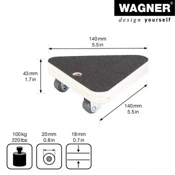Wagner design yourself Transportrolle MM 1314 Braun 140 x 140 x 43 mm bis 100 kg (20131401)