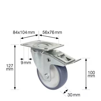 Wagner design yourself Lenkrolle RO 7600 Grau 75 mm (4760001)
