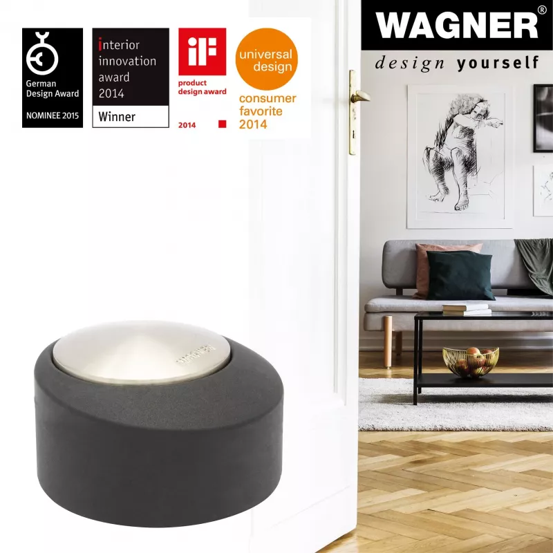 Wagner Design Yourself EH 5181 Boden-Türstopper, Zinkdruckguss mit Gummipuffer, Matto-Nickel, 50 mm 15518111