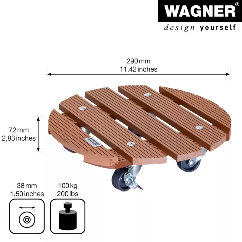 Wagner design yourself Pflanzenroller WPC GH 0535 Rund Braun 29 x 7,5 cm 20053501