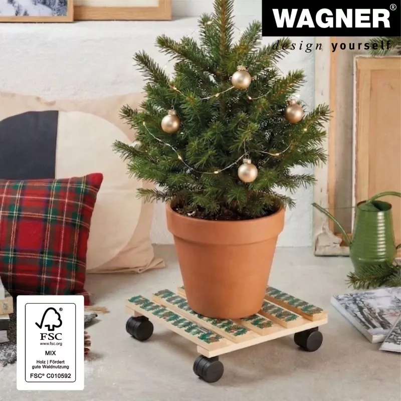 WAGNER design yourself Pflanzenroller GH0653 quadratisch Holz 29x8 cm 20065301