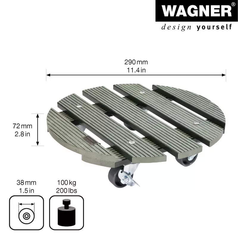 WAGNER design yourself Pflanzenroller GH0528 Kunststoff, Ø 29 cm Dunkelgrün Rund, 1 Stk. 20052801