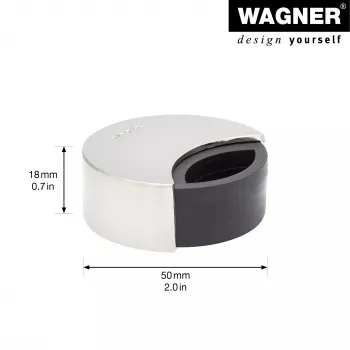 Wagner design yourself EH 5151 Türstopper Zinkdruckguss mit Gummipuffer, verchromt, Ø50 mm, zum Anschrauben, Silber 15515111