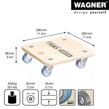 Wagner design yourself Transportrolle MM 1353 Birke 29,0 x 29,0 x 8,6 cm bis 250 kg (20135301)