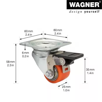 Wagner design yourself Schwerlast-Lenkrolle RO 7935 Rot 75 mm 100 kg 4793501