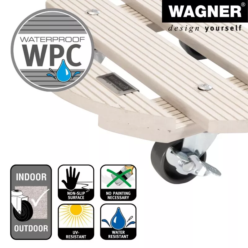 WAGNER design yourself Pflanzenroller GH0527 Kunststoff, Ø 29 cm Weiß Rund, 1 Stk. (20052701)