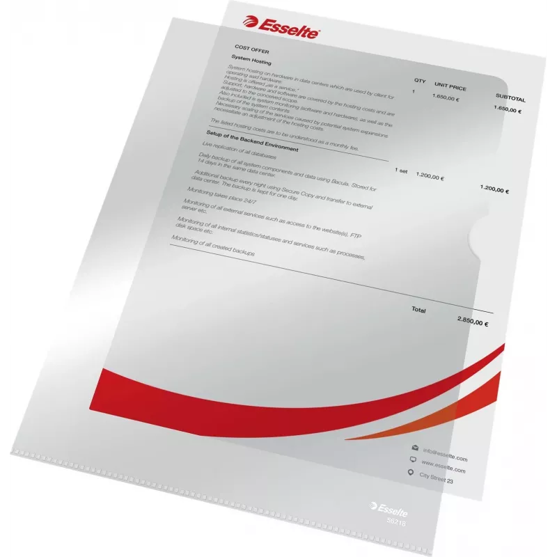LEITZ Esselte Standard Plus Lochhüllen A4, 100er Pack, Transparent, Polypropylen 56218