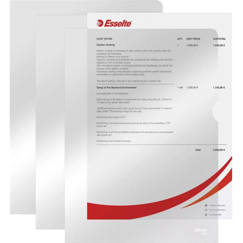 LEITZ Esselte Standard Plus Lochhüllen A4, 100er Pack, Transparent, Polypropylen 56218