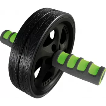 SCHILDKROT AB Roller / Bauchtrainer, Schwarz/Grün, Doppelrad, 185 mm Durchmesser, 45 mm Breite 960045