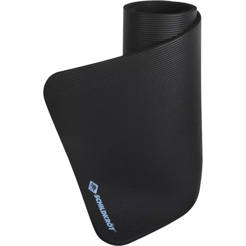 SCHILDKROT Fitnessmatte 15 mm Schwarz Rutschfest NBR 183x61 cm mit Tragegurt 960160