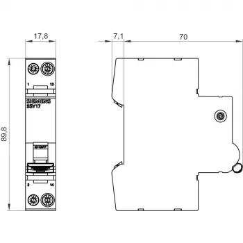 Siemens 5SY17044 SENTRON 5SY Leitungsschutzschalter, 1-polig, C, 4 A, 72 V DC, 10 kA, plombierbar