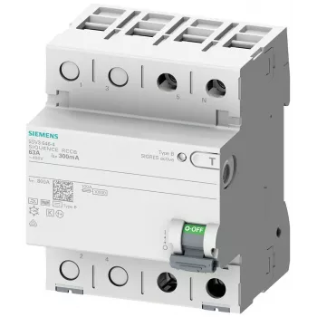 SIEMENS 5SV33224 Fehlerstrom-Schutzschalter, Typ B, 25 A, 30 mA, 230 V, 1+N, 4 TE, kurzzeitverzögert