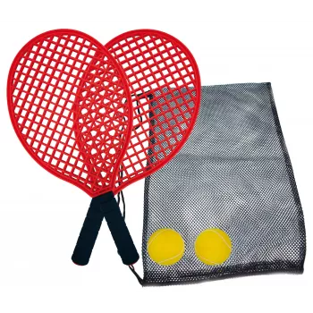 Schildkröt Beach Tennis Set, Schwarz/Rot – 2 Kunststoffschläger und Softball 970130