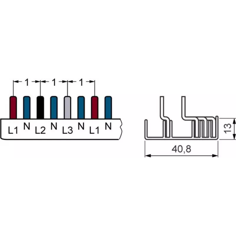 SIEMENS 5ST37730 Stift-Sammelschiene 10mm² 3P+N 1000mm
