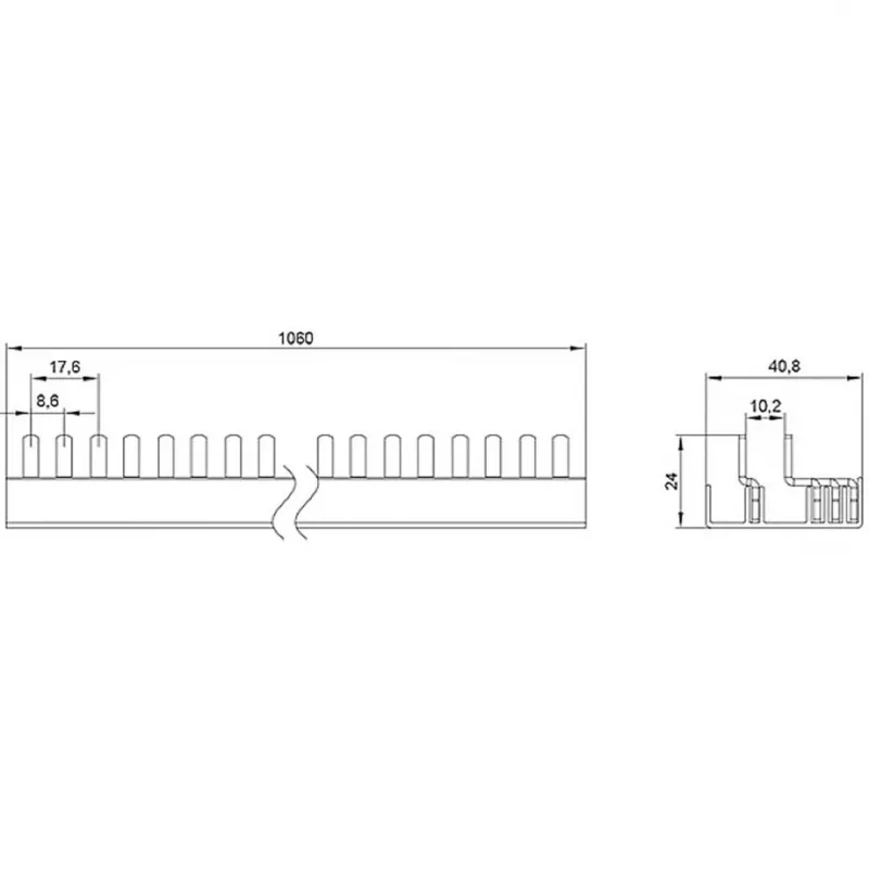 SIEMENS 5ST37730 Stift-Sammelschiene 10mm² 3P+N 1000mm