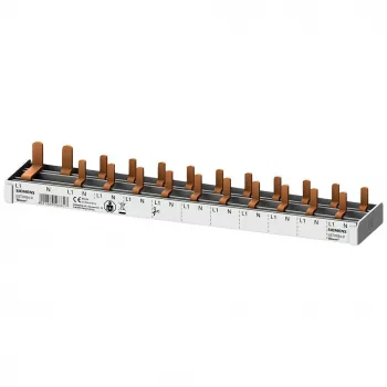 SIEMENS 5ST37840 Stift-Sammelschiene 16mm², 1x FI-Schutzschalter 1P+N + 10x Kompaktgeräte, 12 TE