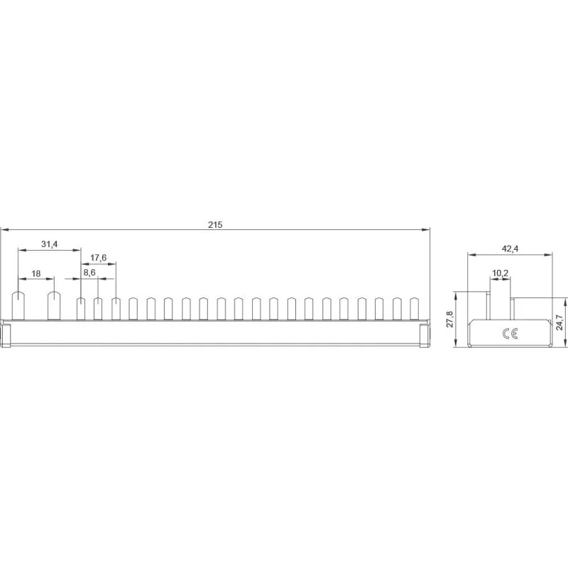 SIEMENS 5ST37840 Stift-Sammelschiene 16mm², 1x FI-Schutzschalter 1P+N + 10x Kompaktgeräte, 12 TE