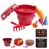 SCHILDKRÖT 7-in-1 Sandspielzeug Falt-Eimer-Set, Rot 970245