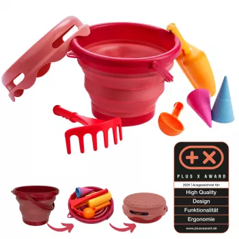 SCHILDKRÖT 7-in-1 Sandspielzeug Falt-Eimer-Set, Rot 970245
