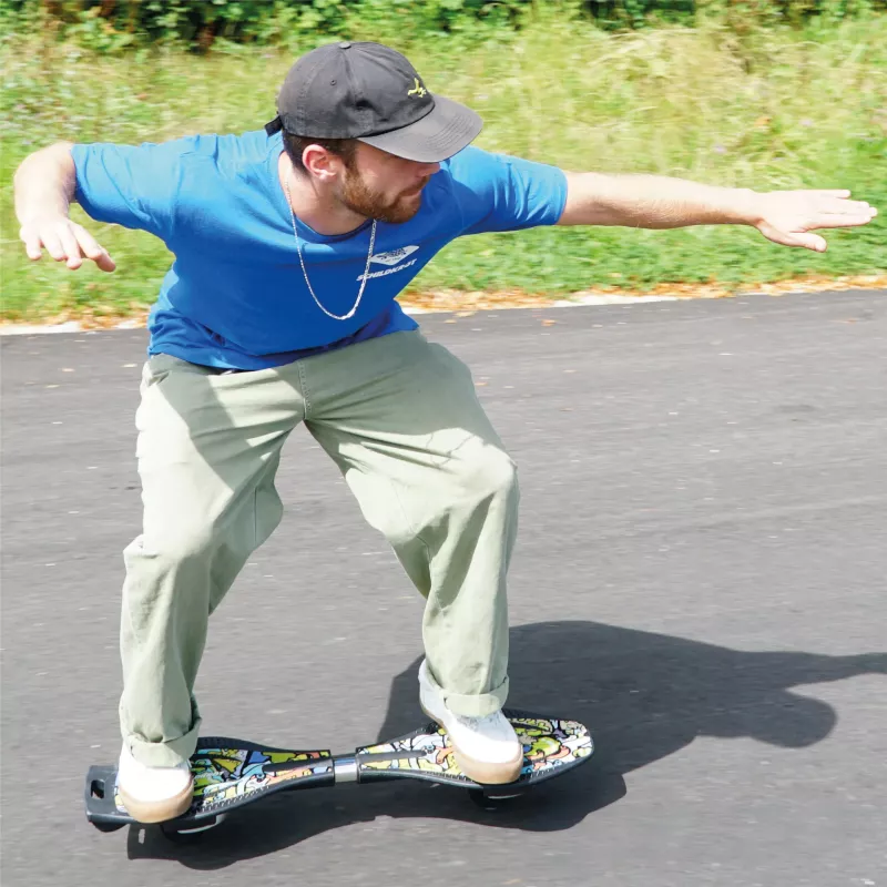 SCHILDKROT Waveboard Good Vibes Graffiti Großes Kunststoffdeck mit Antirutsch-Struktur 510801