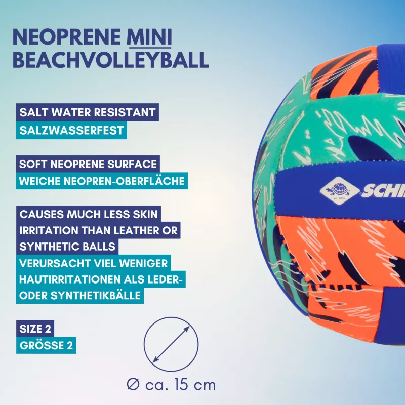 SCHILDKROT Neopren Mini Beachvolleyball Größe 2 Weiche Textiloberfläche Salzwasserbeständig 970342
