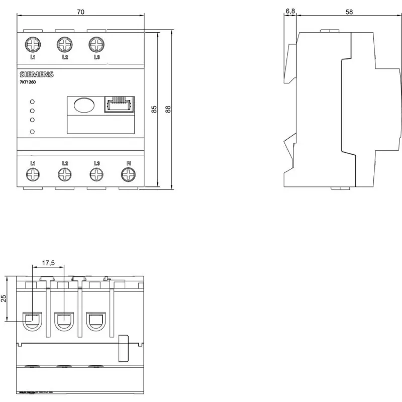 Siemens 7KT1260 Digitale Zeitschaltuhr, 1-Kanal, Tages-/Wochenprogramm, DIN-Schiene, 230 V AC
