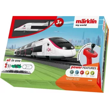 Märklin TGV Duplex H0 5-teiliges digitales Zugset mit Mobile Station 2, Weiß/Schwarz 029406