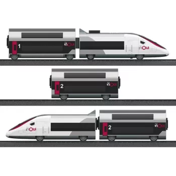 Märklin TGV Duplex H0 5-teiliges digitales Zugset mit Mobile Station 2, Weiß/Schwarz 029406