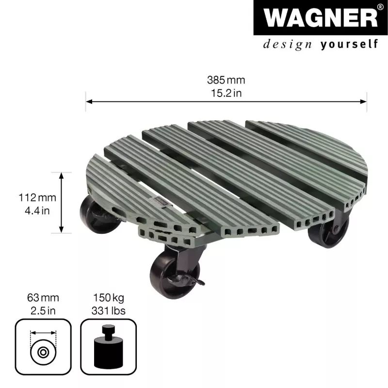 WAGNER design yourself Pflanzenroller GH0558 Kunststoff, Ø 38,5 cm Dunkelgrün Rund, 1 Stk. 20055801