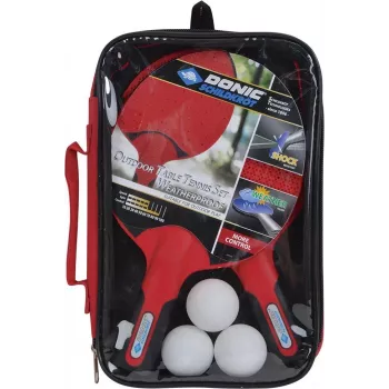 DONIC Schildkröt 788662 Tischtennis-Set - 2 Schläger, 3 Bälle, Netz - Schwarz/Rot
