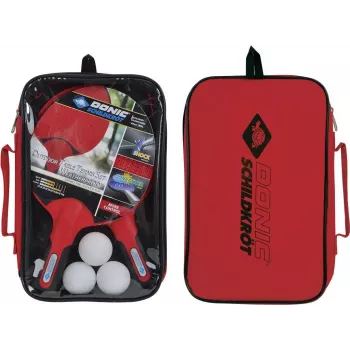 DONIC Schildkröt 788662 Tischtennis-Set - 2 Schläger, 3 Bälle, Netz - Schwarz/Rot