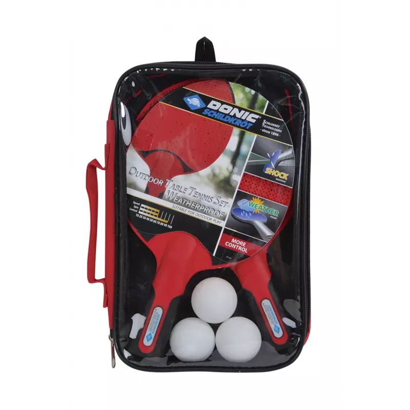 DONIC Schildkröt 788662 Tischtennis-Set - 2 Schläger, 3 Bälle, Netz - Schwarz/Rot