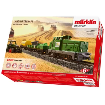 Märklin 29653 H0 Startpackung Landwirtschaft – Digital-Dampflok BR 81 mit mfx+ Sound, Mobile Station 3, C-Gleis-Oval, Wagen mit Traktor und Heuballen