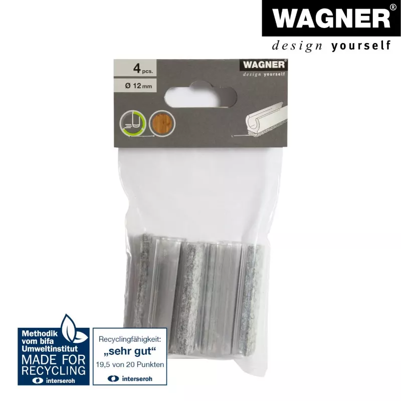 Wagner design yourself EH 0690 Clip-On Möbelgleiter, Kunststoff, 12 mm runde Beine, 4er-Pack, Weiß 15069099